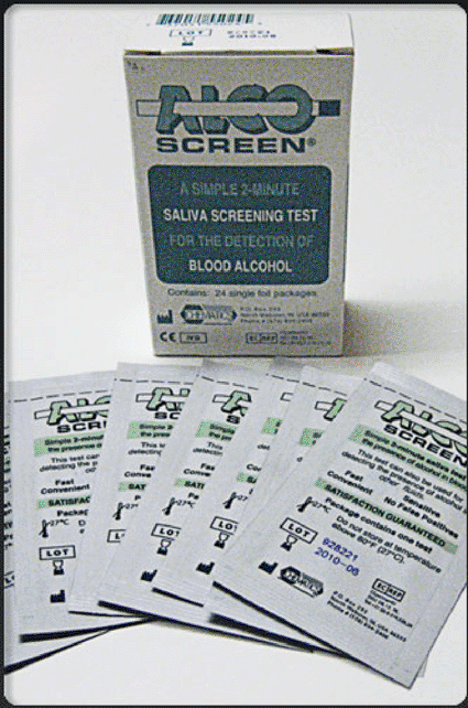 Image: The Saliva-Alcohol Alco-Screen test (photo courtesy Forensic Laboratories).